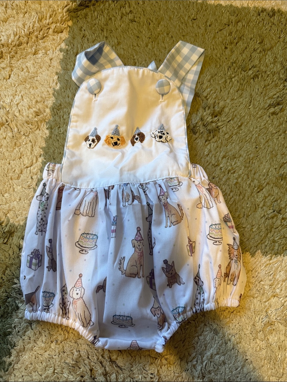 The Sage Smocking Company dog party one piece